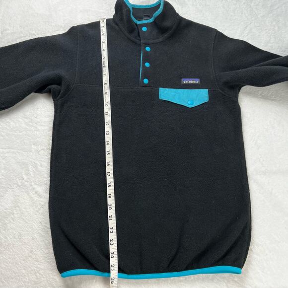 Patagonia Synchilla Black Teal Snap-T Pullover Fleece Women's Size X-Small - Picture 3 of 7